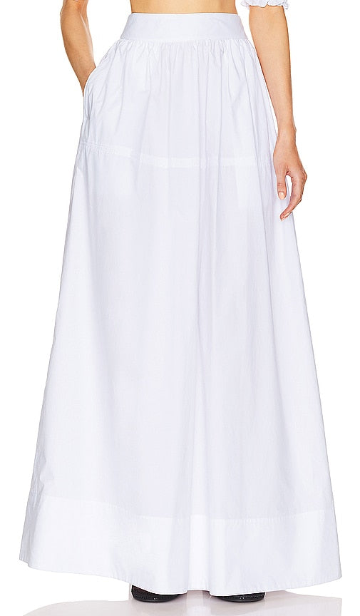 Helsa Poplin Maxi Skirt in White - Jupe longue en popeline Helsa en blanc - Helsa 白色府绸长裙 - Helsa Popeline-Maxirock in Weiß - Helsa 포플린 맥시 스커트 - Gonna lunga Helsa in popeline di colore bianco