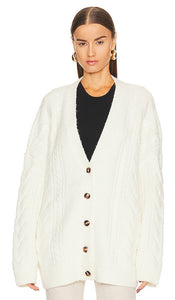Helsa Serena Cable Cardigan in Ivory