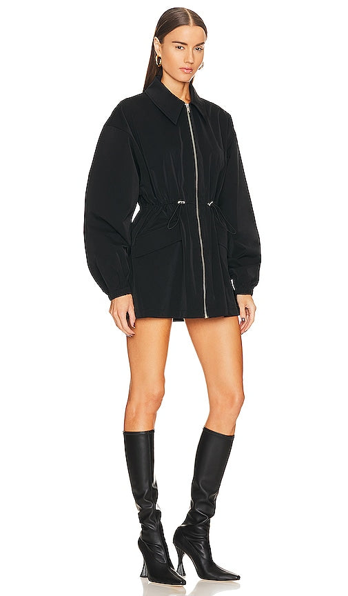 Helsa Tech Gabardine Zip Jacket in Black