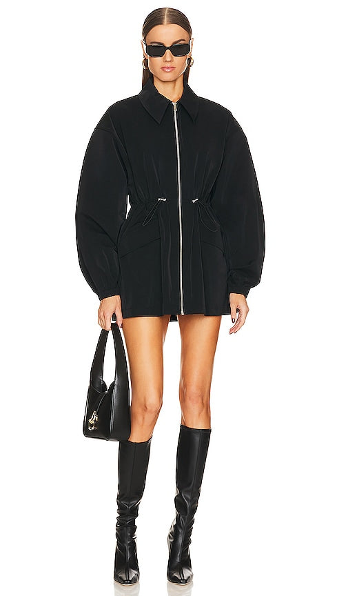 Helsa Tech Gabardine Zip Jacket in Black