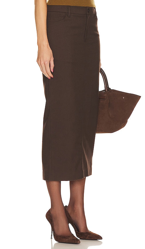 Helsa Trouser Midi Skirt in Brown