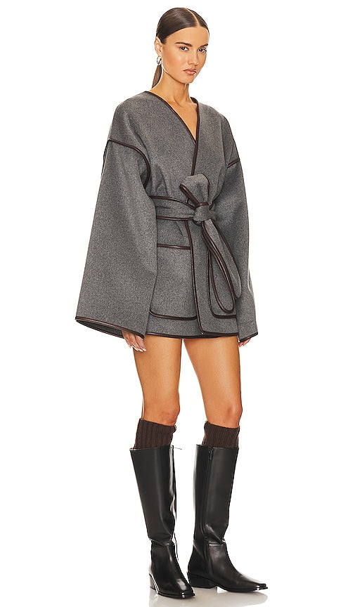 Helsa Wool Blend Blanket Coat in Grey
