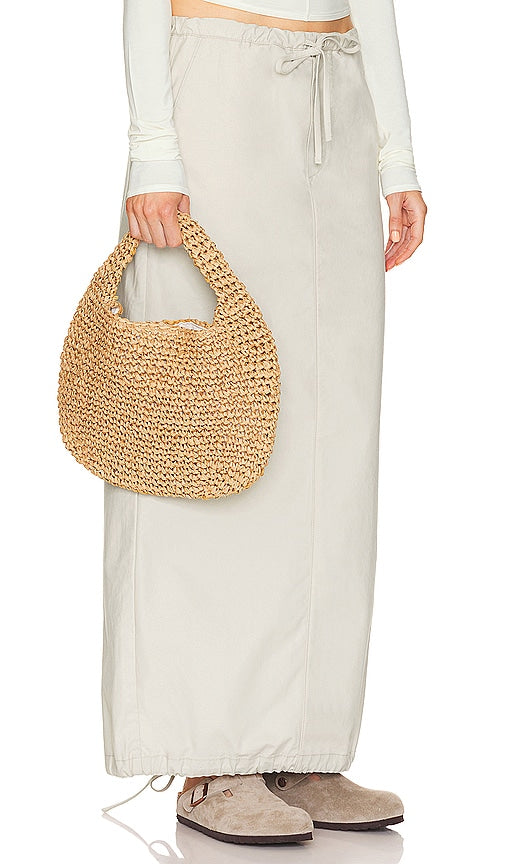Helsa Workwear Drawcord Maxi Skirt in Beige