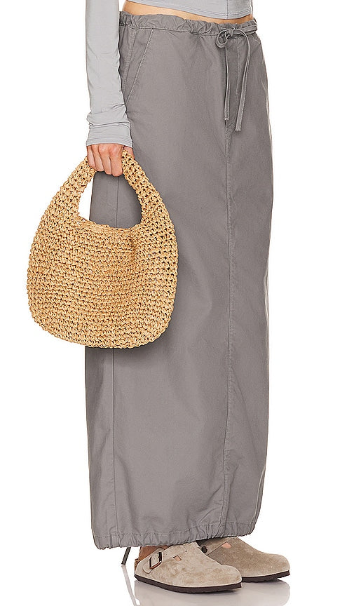 Helsa Workwear Drawcord Maxi Skirt in Grey