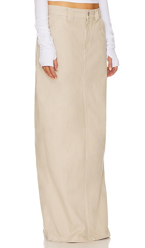 Helsa Workwear Long Skirt in Beige