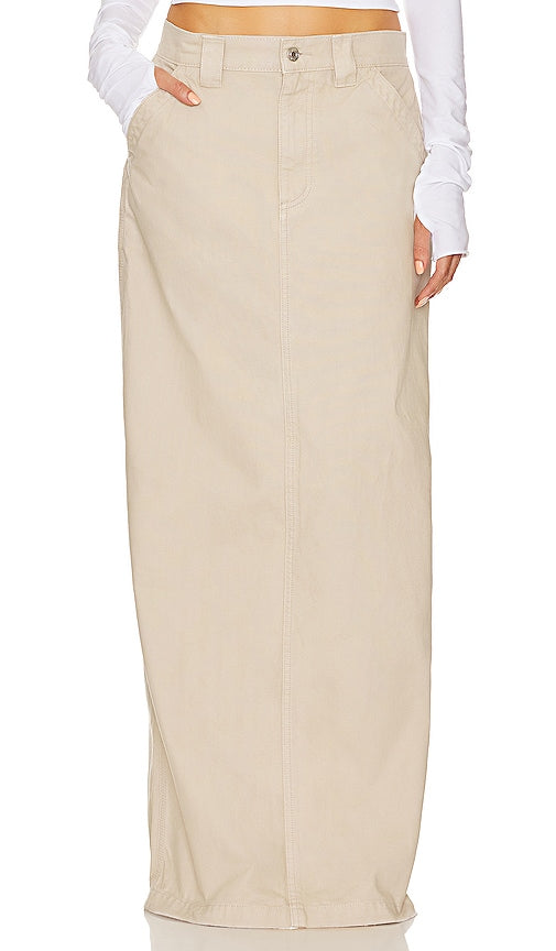 Helsa Workwear Long Skirt in Beige - Jupe longue Helsa Workwear en beige - Helsa 米色工装长裙 - Helsa Workwear Langer Rock in Beige - Helsa Workwear 롱 스커트베이지 색상 - Gonna lunga Helsa Workwear in beige