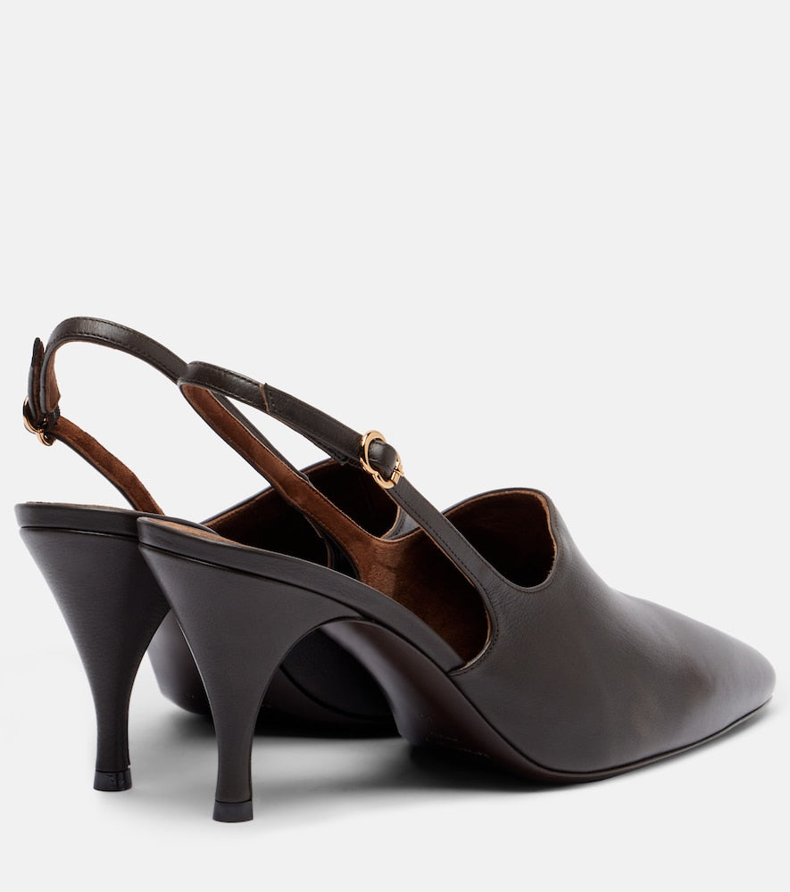 Herbert Levine Cover Up 80 leather slingback pumps in Brown - Mid Heel Pumps