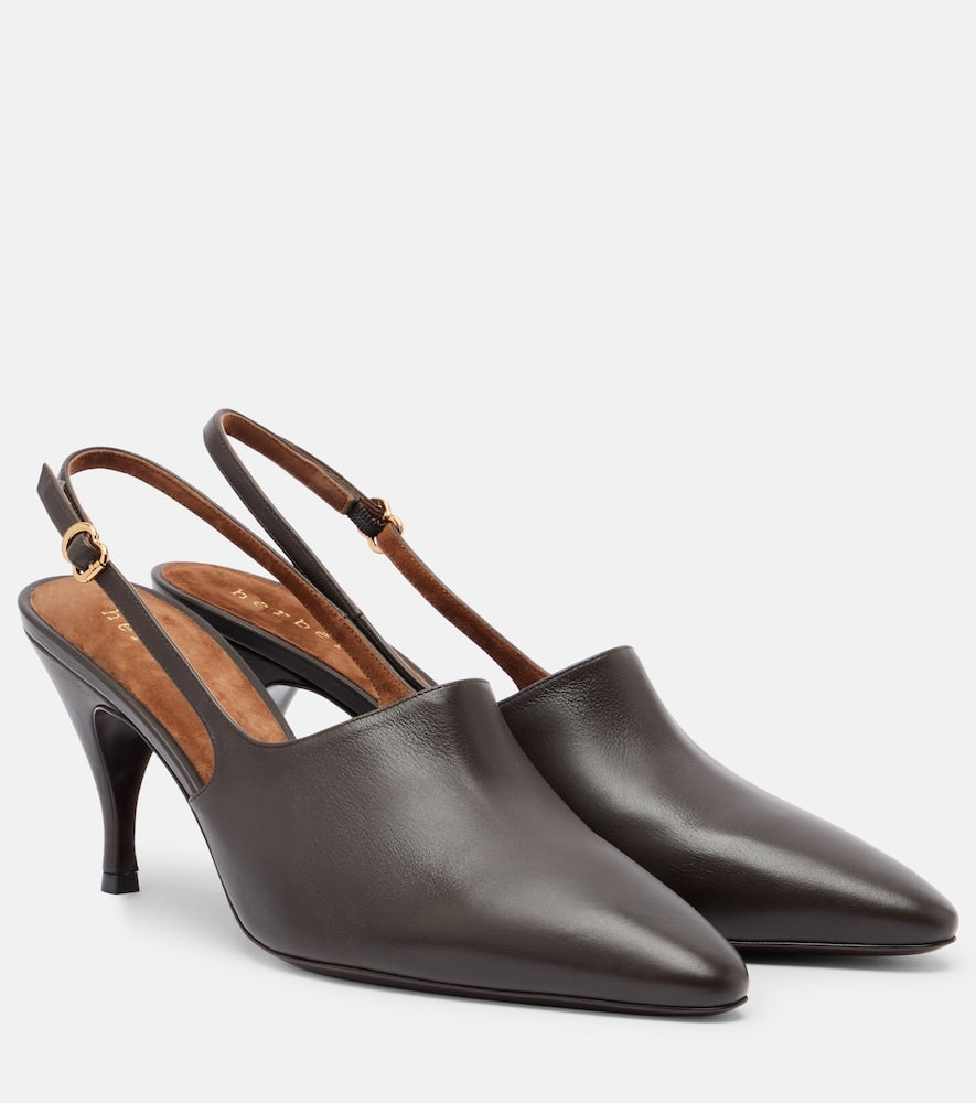 Herbert Levine Cover Up 80 leather slingback pumps in Brown - Mid Heel Pumps