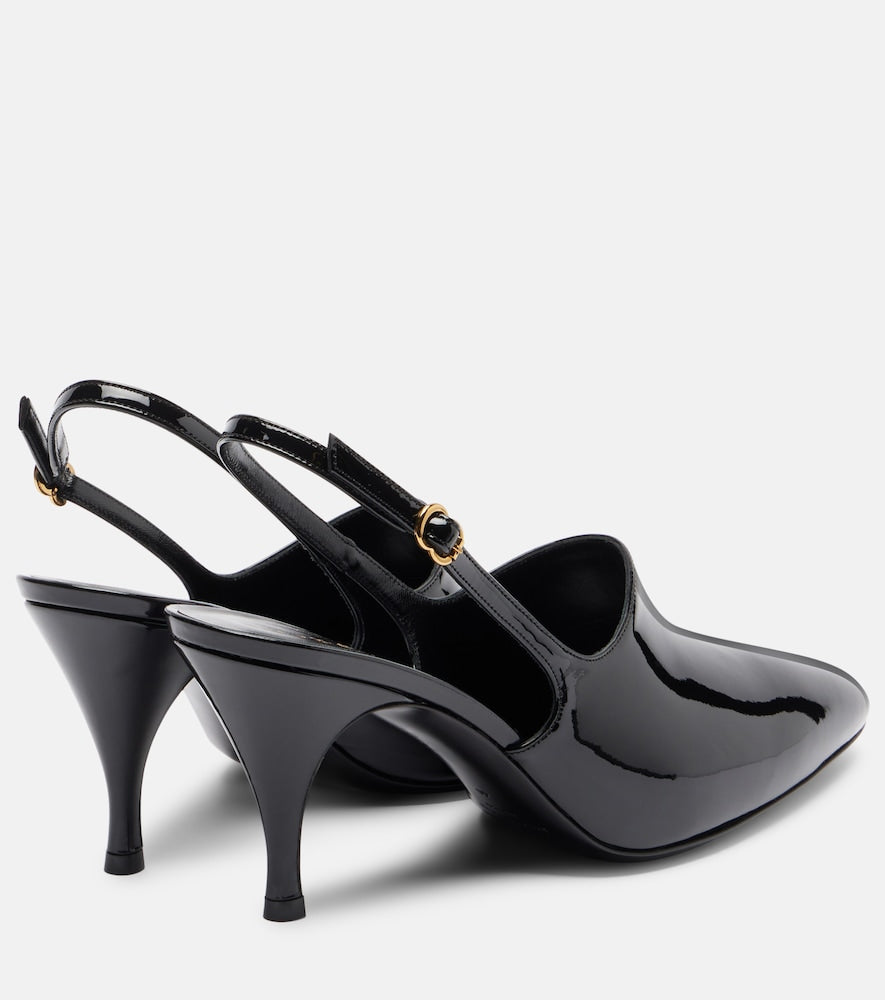 Herbert Levine Cover-Up patent leather slingback pumps - Black Mid Heel Pumps