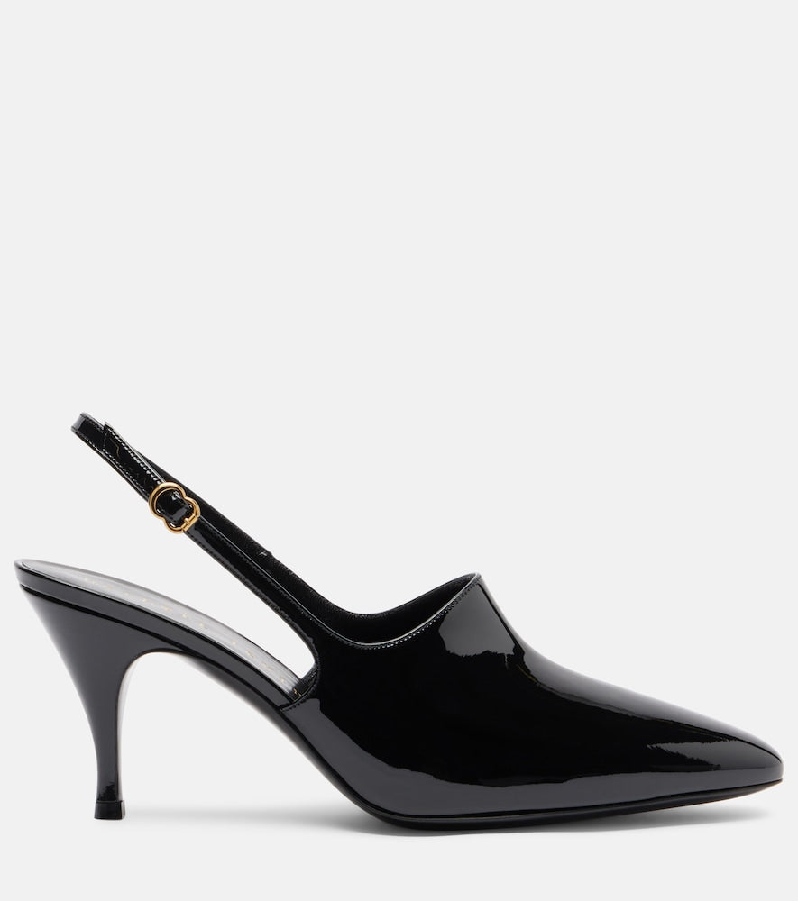 Herbert Levine Cover-Up patent leather slingback pumps - Black Mid Heel Pumps