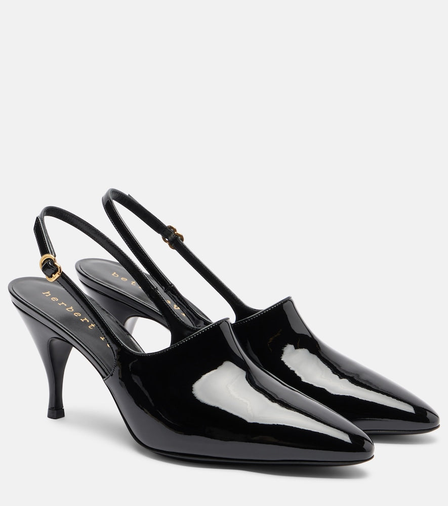 Herbert Levine Cover-Up patent leather slingback pumps - Black Mid Heel Pumps