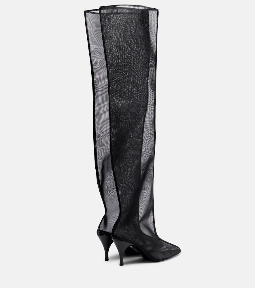 Herbert Levine Drawing A Blank 80 mesh knee-high boots - Black Mid Heel Boots