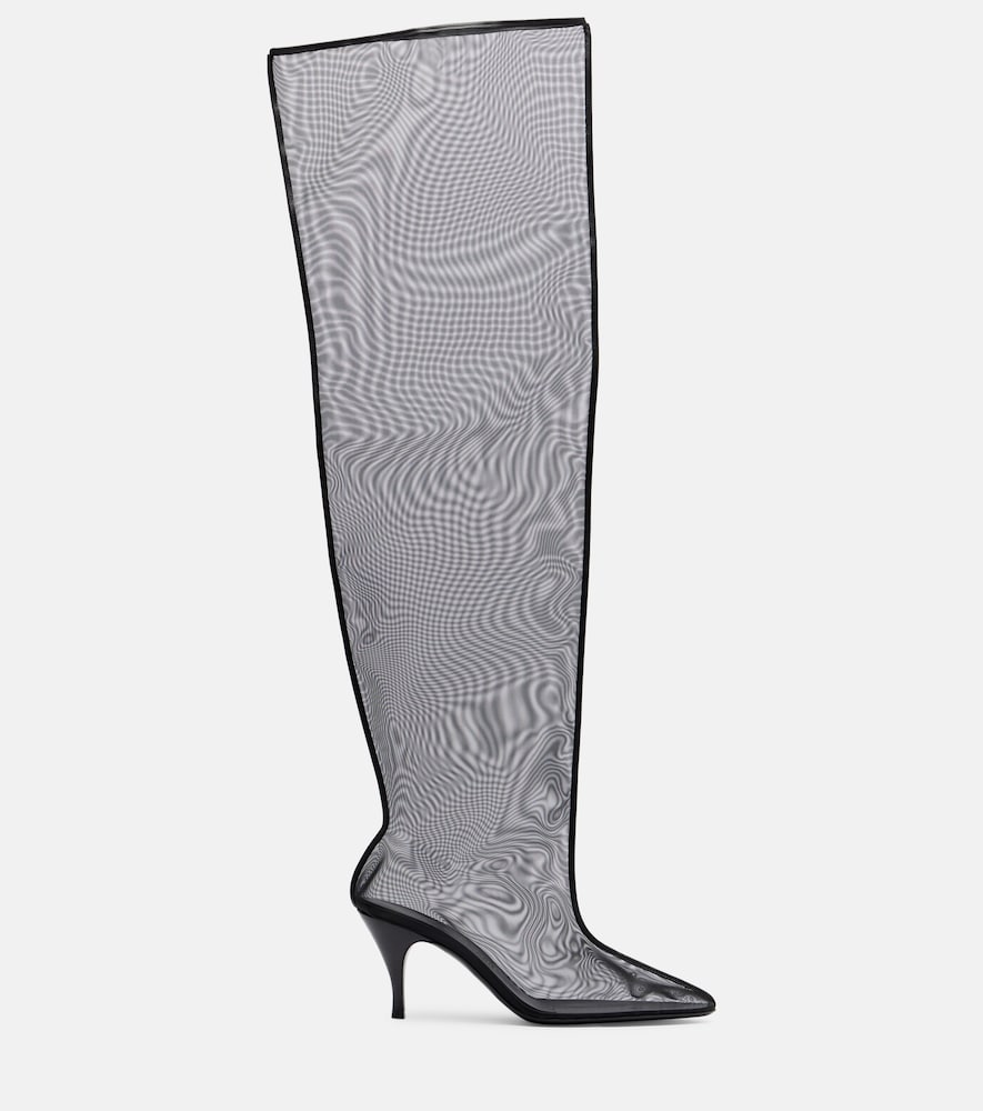 Herbert Levine Drawing A Blank 80 mesh knee-high boots - Black Mid Heel Boots