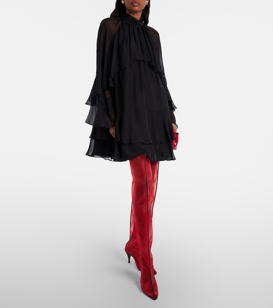 Herbert Levine Drawing A Blank 80 mesh knee-high boots (Red) - Mid Heel Boots