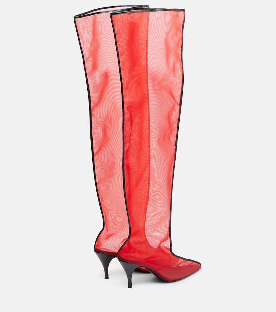 Herbert Levine Drawing A Blank 80 mesh knee-high boots (Red) - Mid Heel Boots
