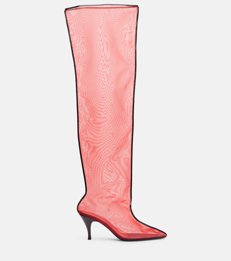Herbert Levine Drawing A Blank 80 mesh knee-high boots (Red) - Mid Heel Boots