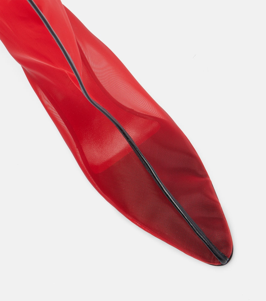 Herbert Levine Drawing A Blank 80 mesh knee-high boots (Red) - Mid Heel Boots