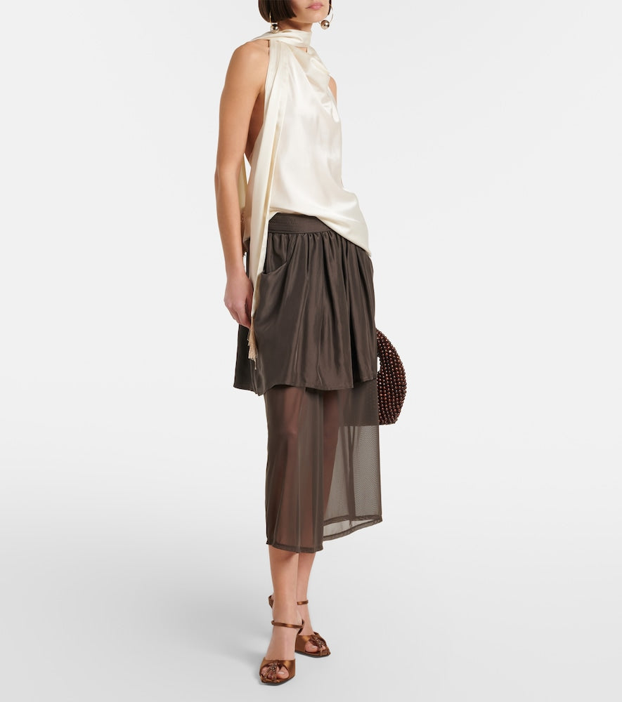 Brown Herbert Levine Hidden Gem embellished satin mules - Heeled Sandals