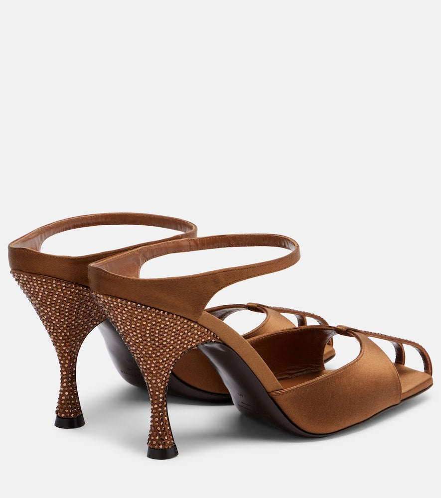 Brown Herbert Levine Hidden Gem embellished satin mules - Heeled Sandals