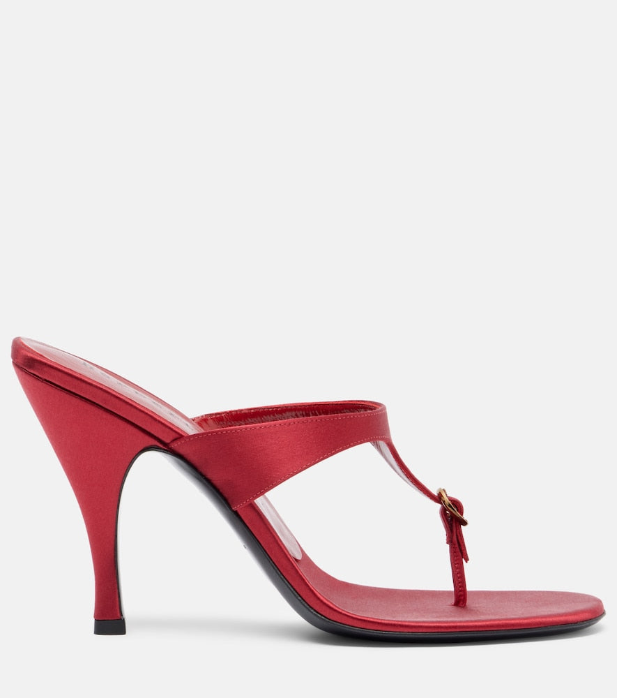 Red Herbert Levine Kiss And Tell embellished satin thong sandals - Heeled Sandals