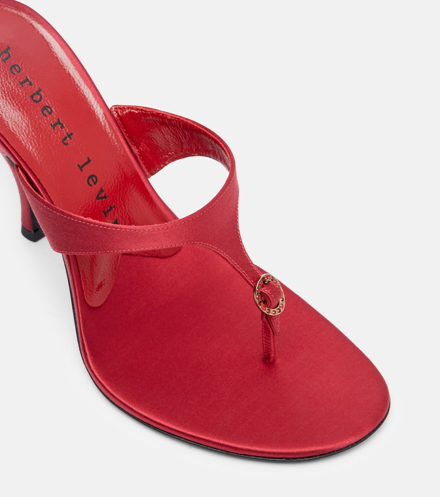 Red Herbert Levine Kiss And Tell embellished satin thong sandals - Heeled Sandals