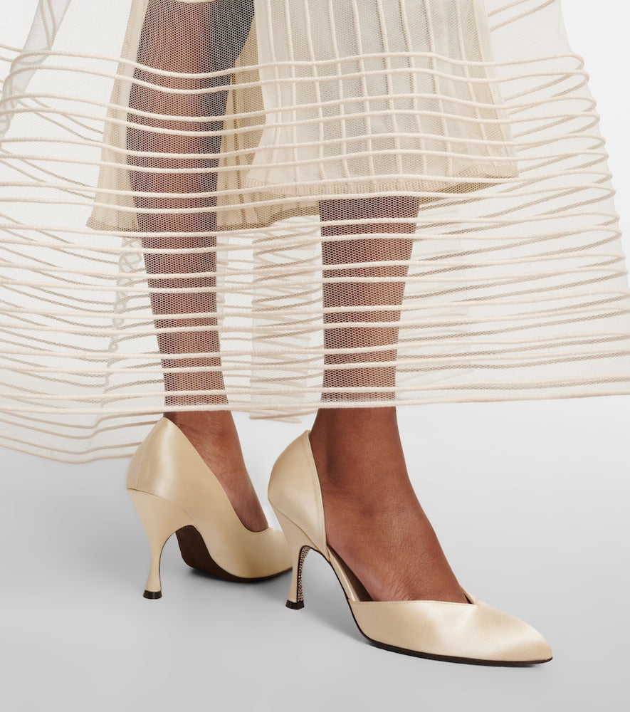 Herbert Levine Not Half Bad embellished satin pumps - White High-Heel Pumps
