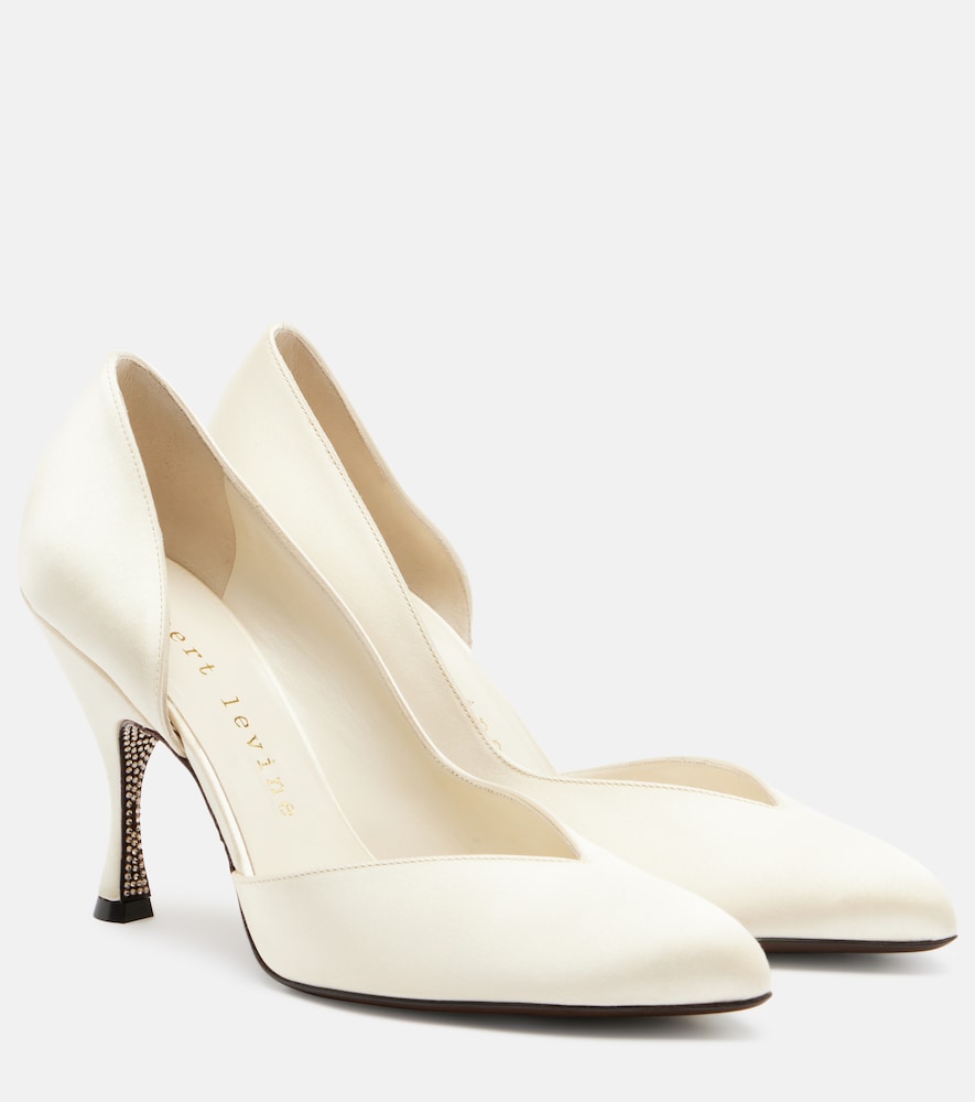 Herbert Levine Not Half Bad embellished satin pumps - White High-Heel Pumps