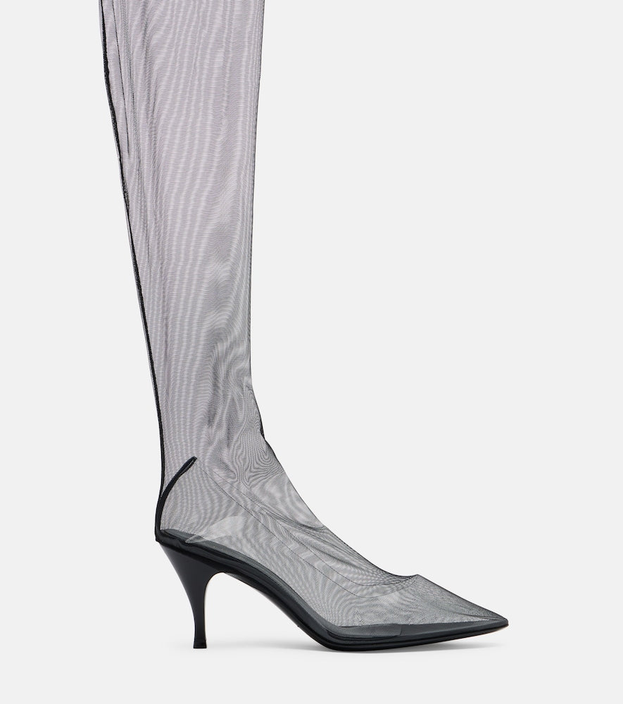 Herbert Levine Sheer Perfection mesh over-the-knee boots - Black Mid Heel Boots