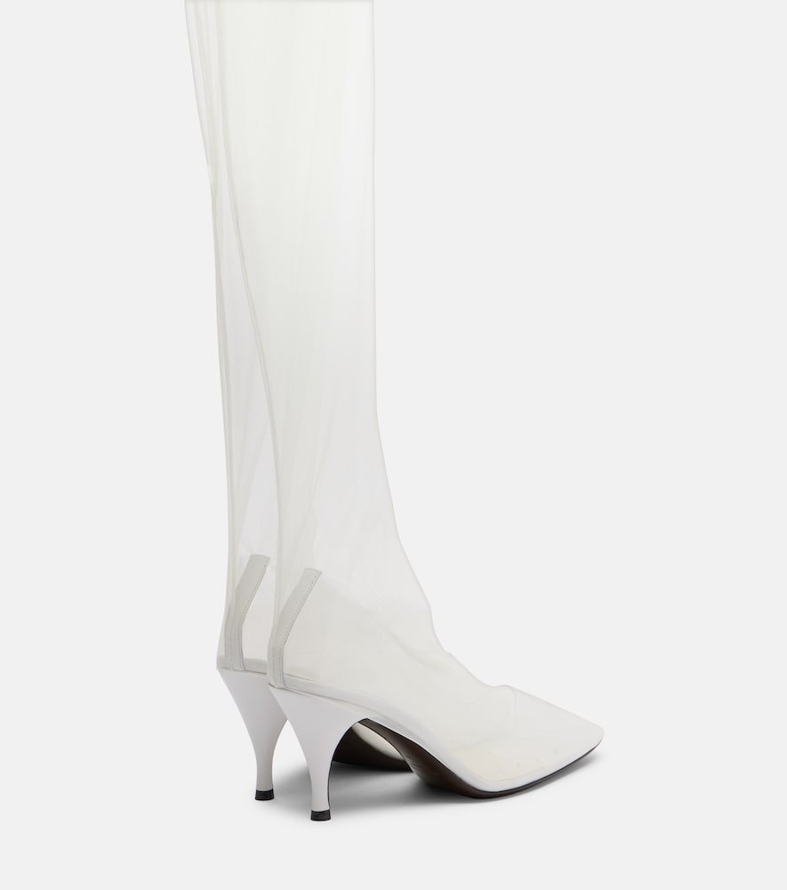 Herbert Levine Sheer Perfection mesh over-the-knee boots - White Mid Heel Boots