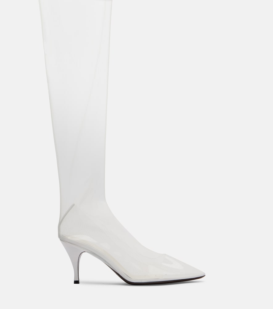 Herbert Levine Sheer Perfection mesh over-the-knee boots - White Mid Heel Boots
