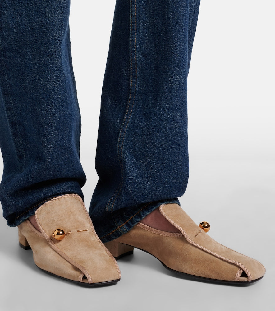 Beige Herbert Levine Showtime suede loafer pumps - Loafers