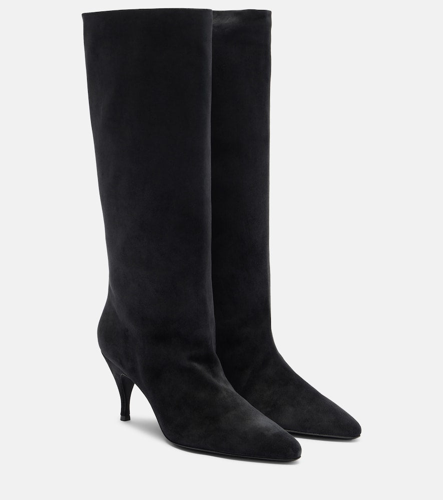 Herbert Levine Silhouette suede knee-high boots in Black - Mid Heel Boots