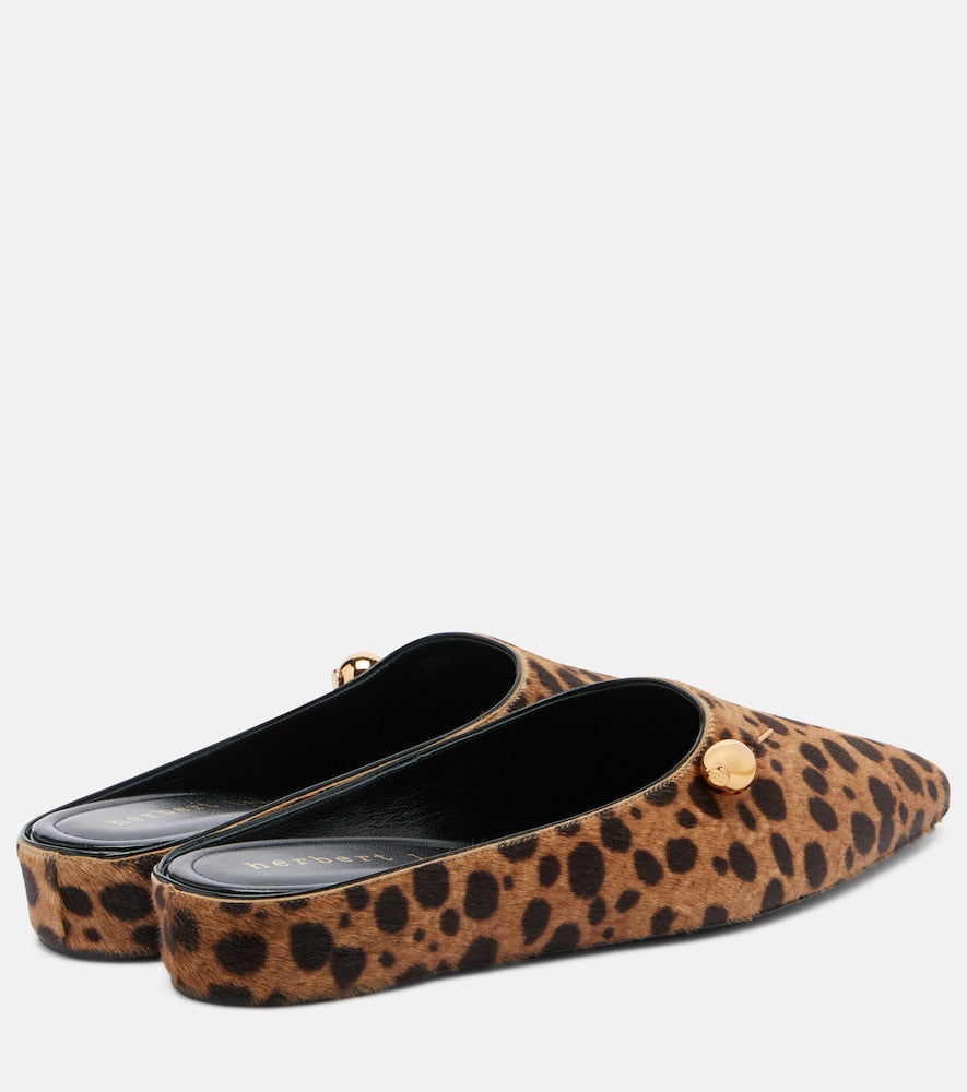 Herbert Levine Sleep On It cheetah-print calf hair mules (Beige) - Mules