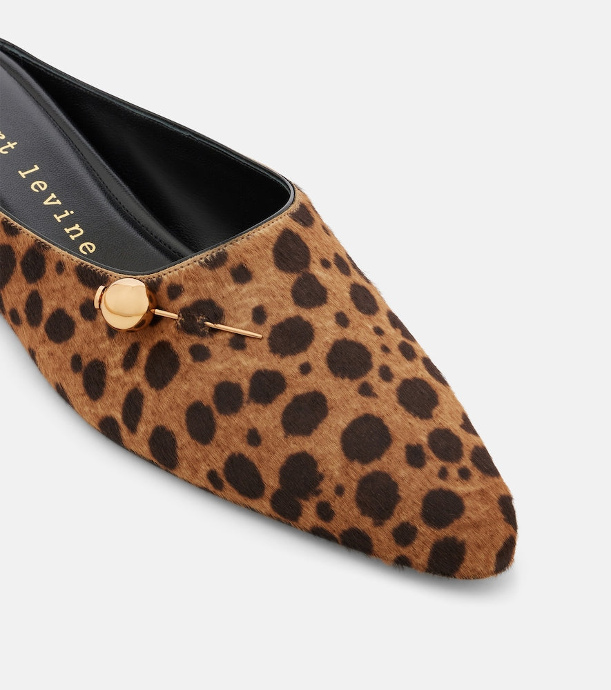Herbert Levine Sleep On It cheetah-print calf hair mules (Beige) - Mules