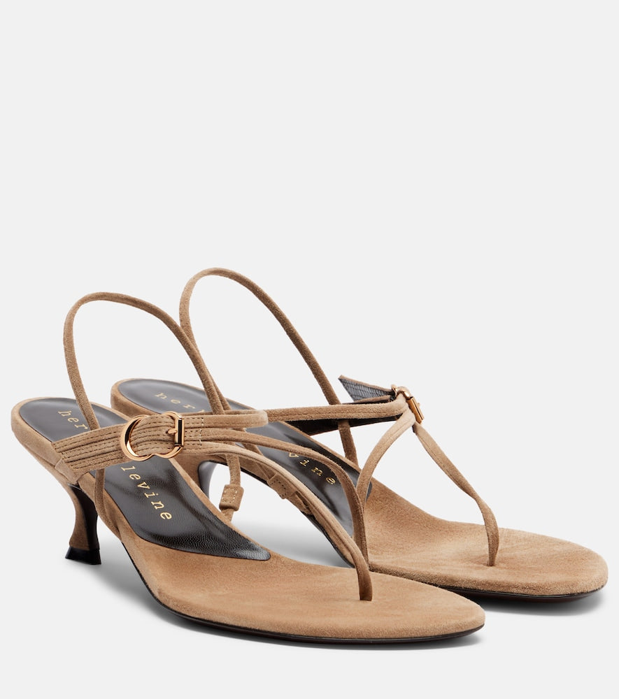 Beige Herbert Levine Starry-Eyed 55 suede thong sandals - Heeled Sandals