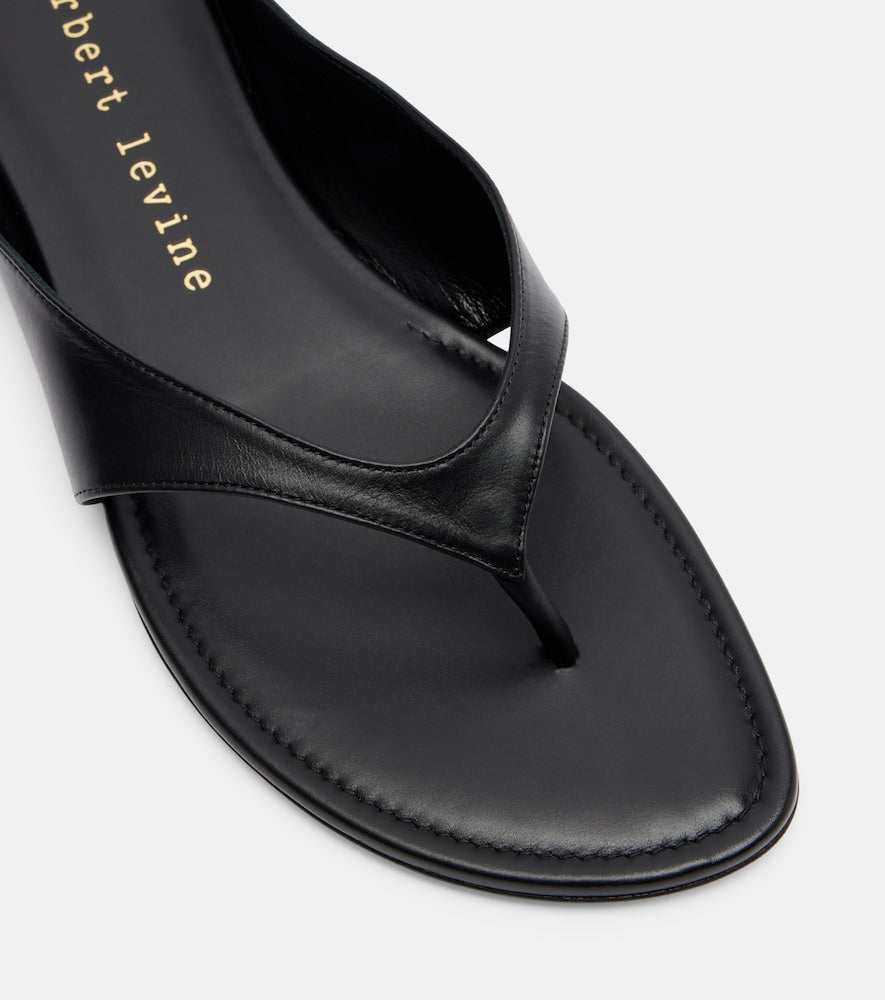 Herbert Levine Sun-kissed leather thong sandals (Black) - Flat Sandals