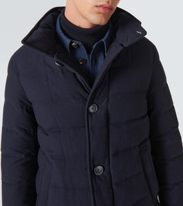 Herno Paneled cashmere-blend down jacket