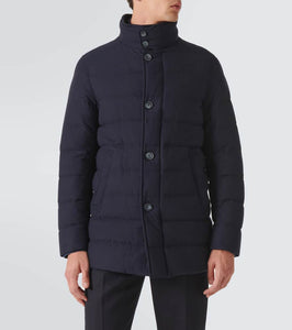 Herno Paneled cashmere-blend down jacket