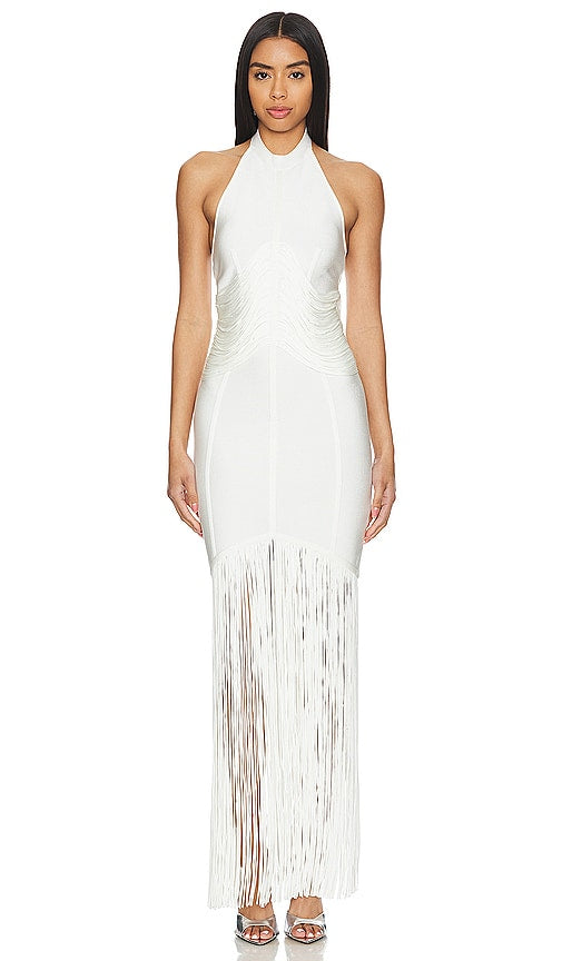 Herve Leger Natalie Gown in White - Robe Herve Leger Natalie en blanc - Herve Leger 娜塔莉白色礼服 - Herve Leger Natalie Kleid in Weiß - Herve Leger Natalie 가운 화이트 색상 - Abito Herve Leger Natalie in bianco