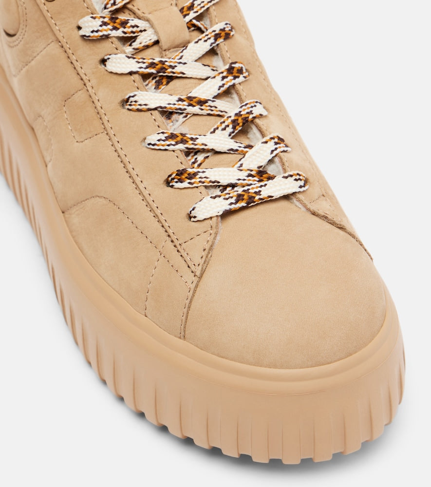Hogan H-Stripes shearling-lined suede sneakers