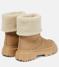 Hogan H619 faux shearling-trimmed suede ankle boots