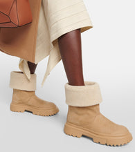 Hogan H619 faux shearling-trimmed suede ankle boots
