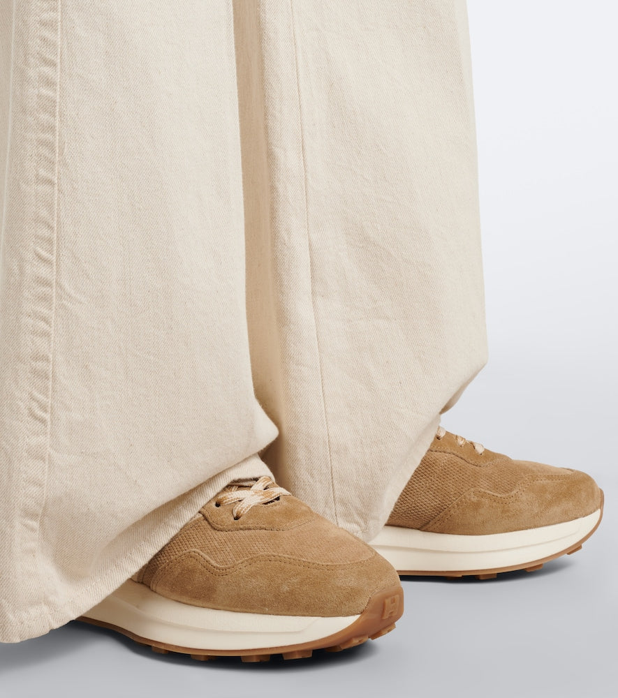 Hogan H641 leather-trimmed suede sneakers