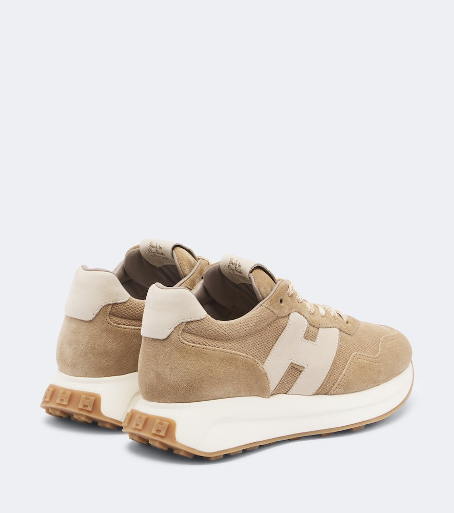 Hogan H641 leather-trimmed suede sneakers