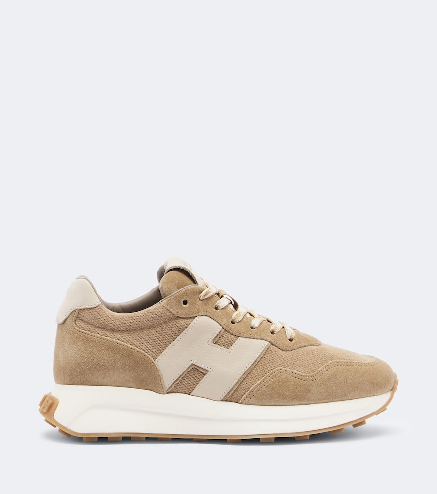 Hogan H641 leather-trimmed suede sneakers