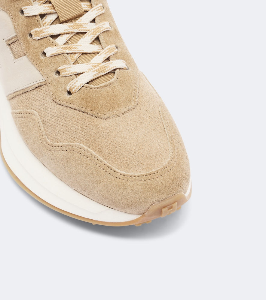 Hogan H641 leather-trimmed suede sneakers