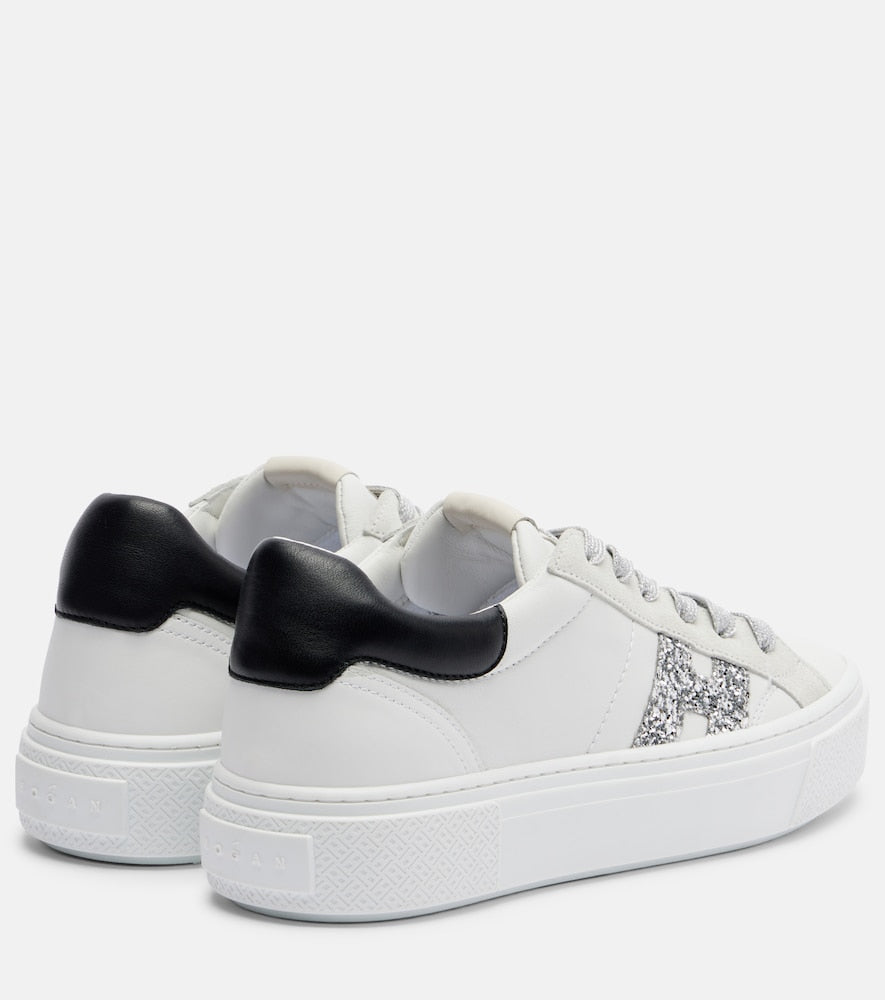 Hogan H705 Allacciato H glitter leather platform sneakers