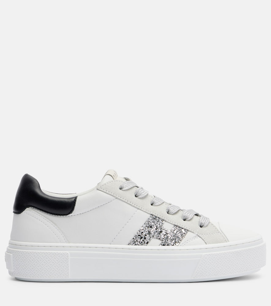 Hogan H705 Allacciato H glitter leather platform sneakers