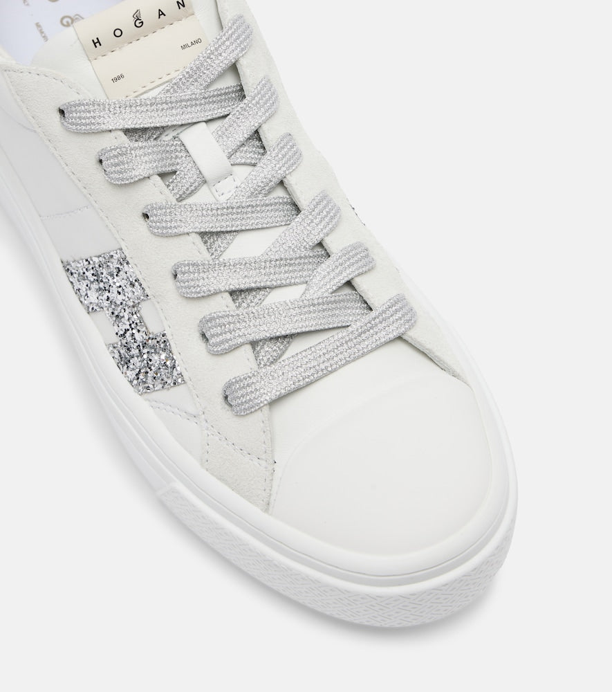 Hogan H705 Allacciato H glitter leather platform sneakers