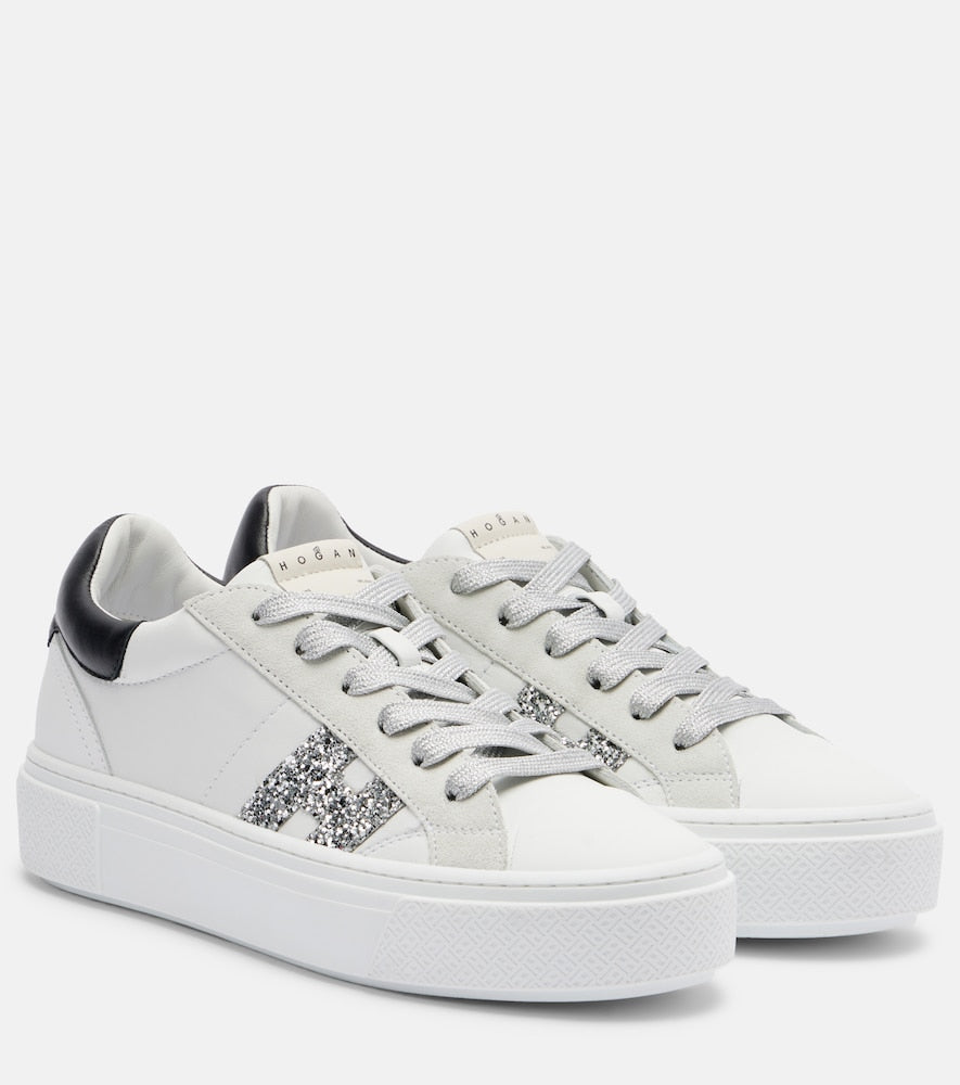 Hogan H705 Allacciato H glitter leather platform sneakers
